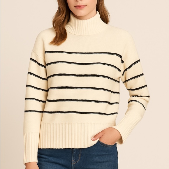 Etcetera’s Striped Cozy Mock Neck Sweater / NWT / MSRP $195 / Size M - Picture 2 of 6